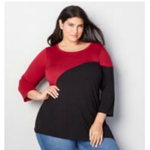 AVENUE BLACK/RED ASYMMETRIC TUNIC 26/28